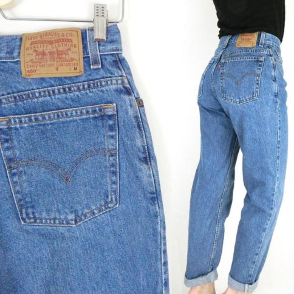levi's 550 tapered high waist mom jeans light wash